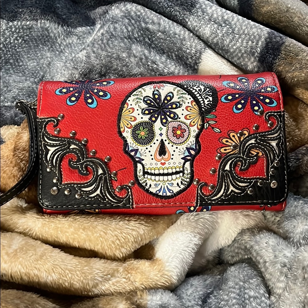 Red Sugar Skull Wallet